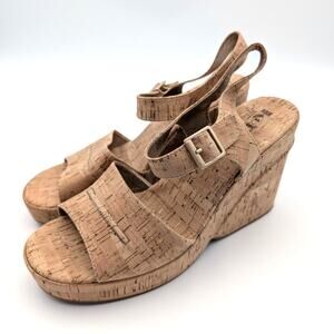 Korks Bardot II Cork Comfort Wedge Sandals Women's Natural Size US11M EU42